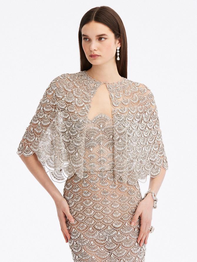 Crystal Scallop Tulle Jacket