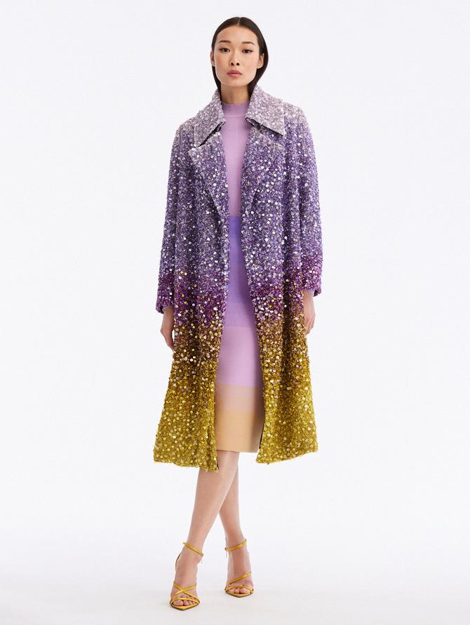 Ombré Sequin Embroidered Coat