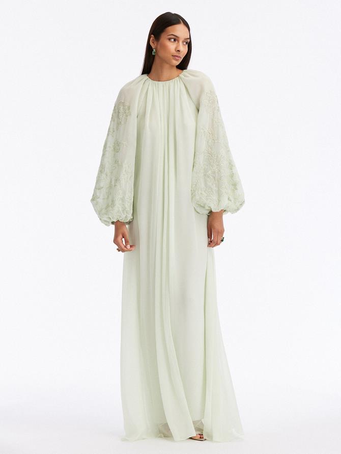 Lace Embroidered Balloon Sleeve Caftan