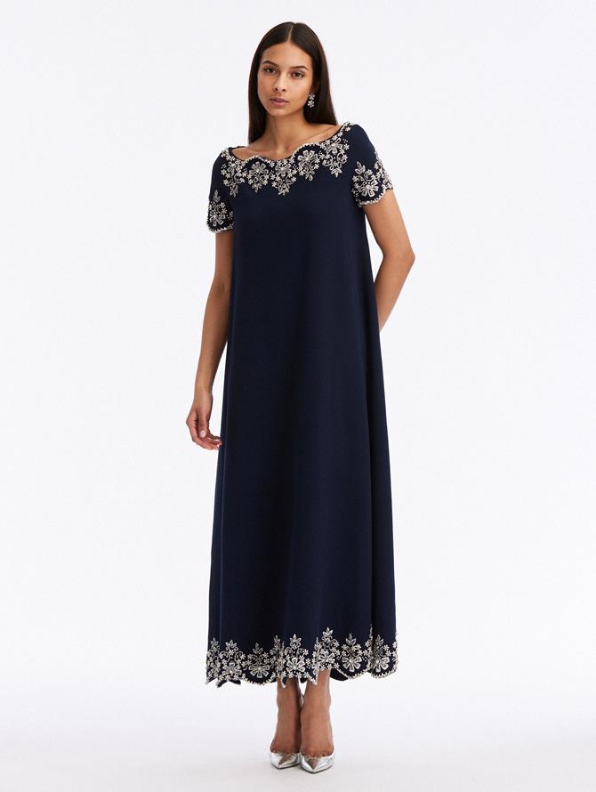 Crystal Scallop Short Sleeve Caftan