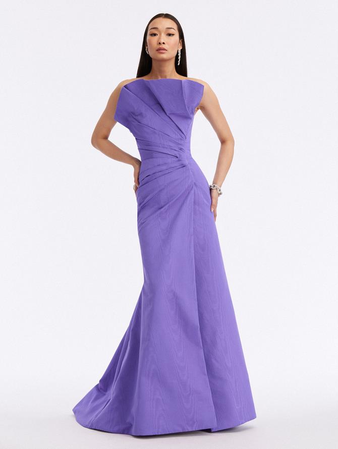 Draped Moire Faille Trumpet Gown