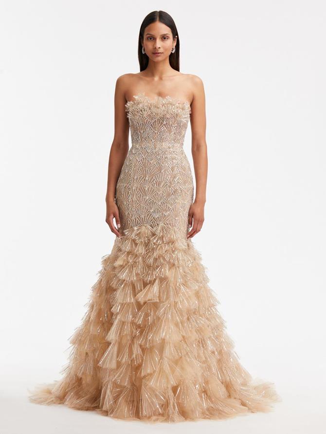 Crystal Embroidered Trumpet Gown