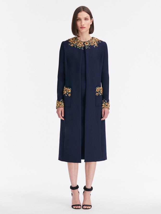 Sunflower Crystal Embroidered Coat