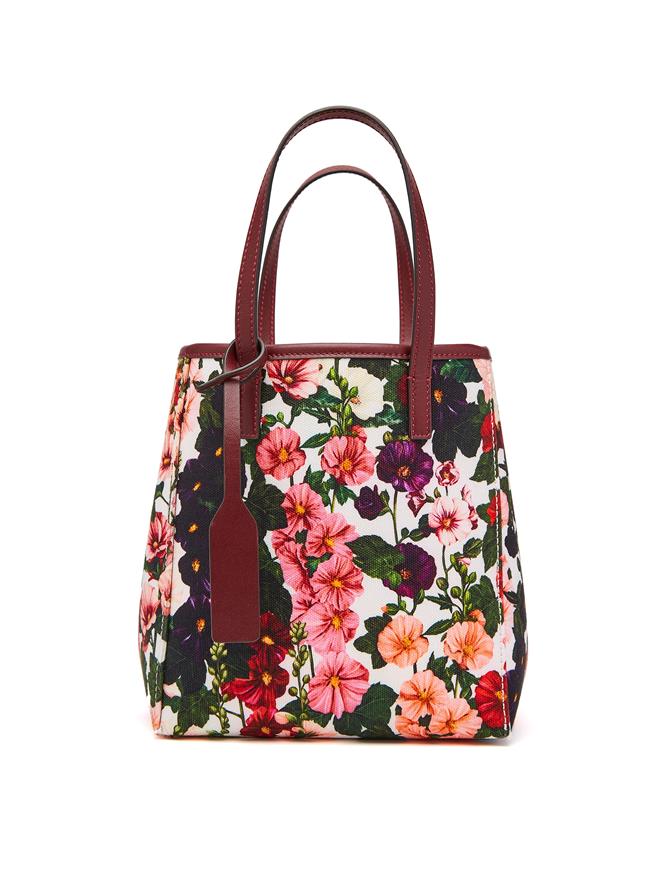 Small Hollyhock Printed Square Tote