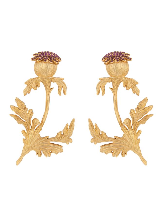 Golden Thistle Clip-On Earrings