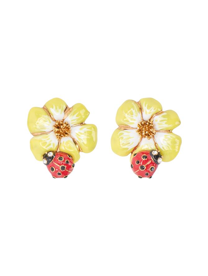 Ladybug Flower Earrings