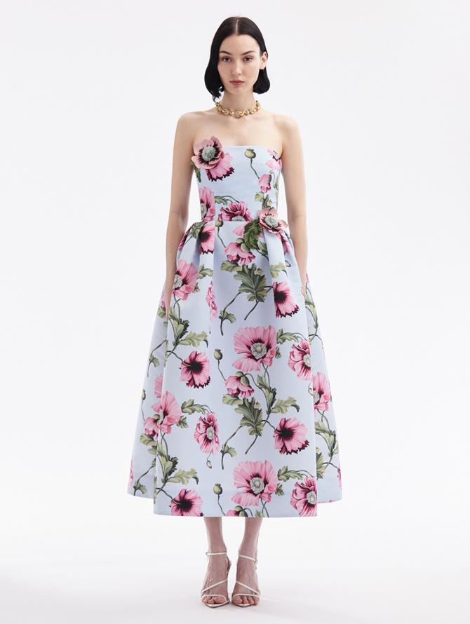 Poppy Embroidered Strapless Dress