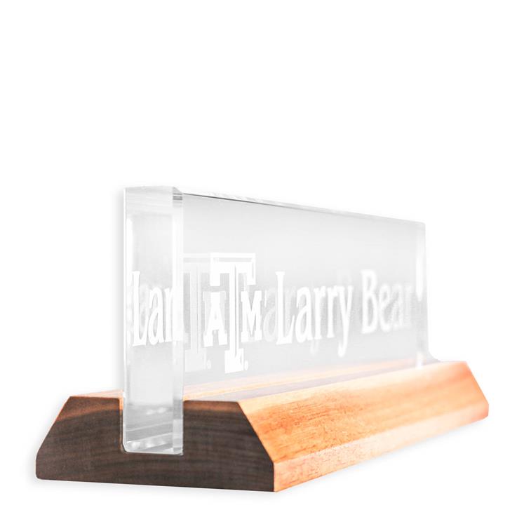 Custom Order Item Texas A M Name Plate With Wood Base Clear Aggieland Outfitters Order desk name plates, office nameplates, desk signs and engraved name plates. custom order item texas a m name plate with wood base