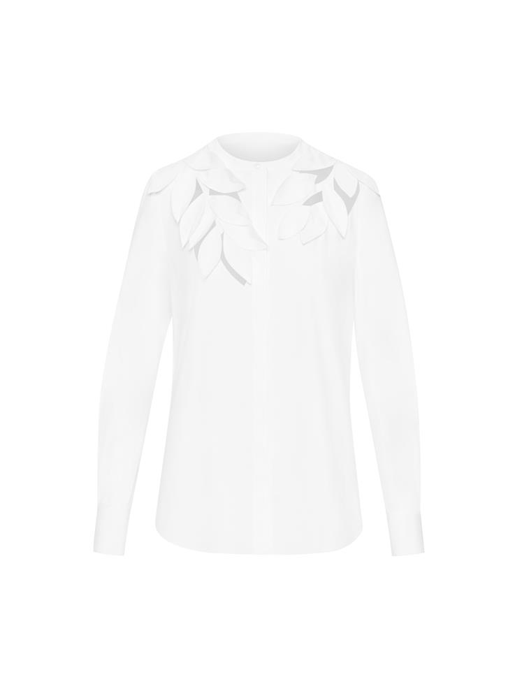 white cut out blouse