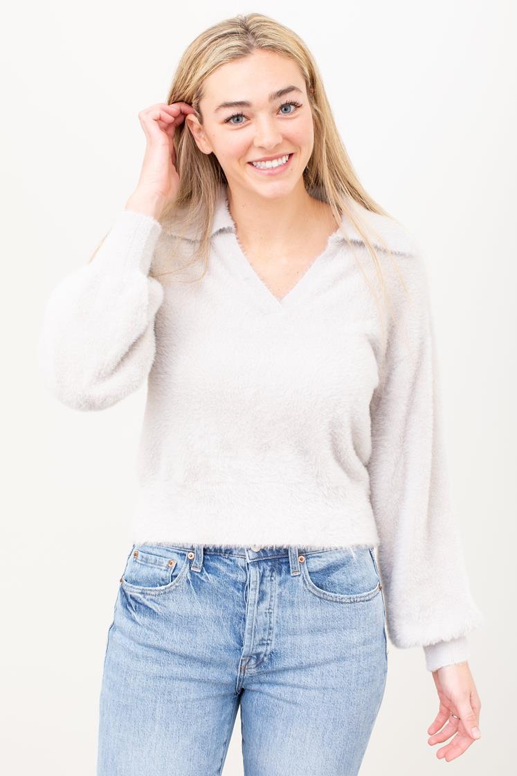 Promesa Collared V-Neck Pullover Sweater